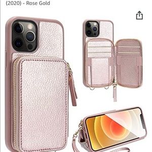 Phone crossbody holder with mini wallet.